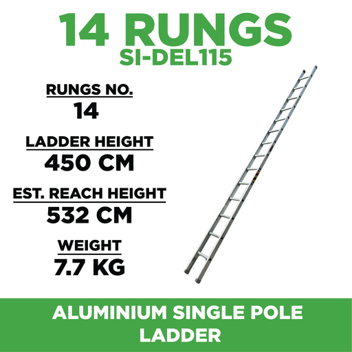 Aluminium Single Pole Ladder SI-DEL115 ALUCLASS - ALUCLASS MY
