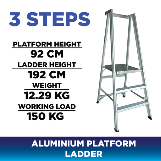 Aluminium Heavy Duty 3 Steps Platform Ladder ALUCLASS - ALUCLASS MY