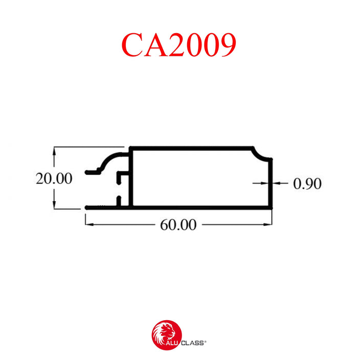 Aluminium Extrusion Kitchen Cabinet/ Wardrobe Door Profile Thickness 0.90mm CA2009 ALUCLASS (Classic Frame) - ALUCLASS MY