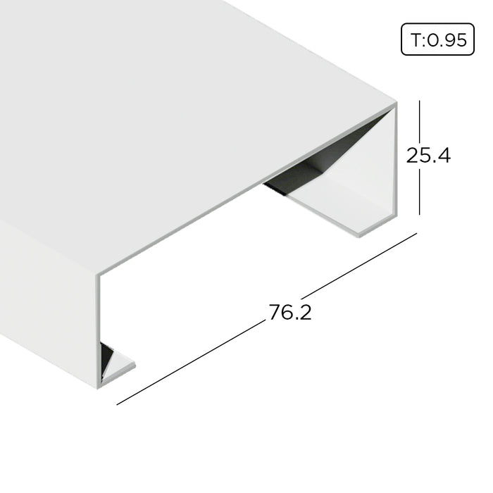 1" x 3" Aluminium Extrusion Open Back Profile Thickness 0.95mm OB0824-2 ALUCLASS - ALUCLASS MY