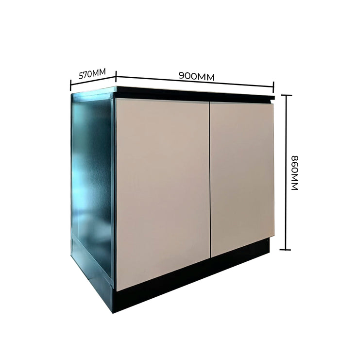 Aluminium Eco Kitchen Cabinet in Powder Coating Matte Black BC2B 90CM x 86CM x 57CM