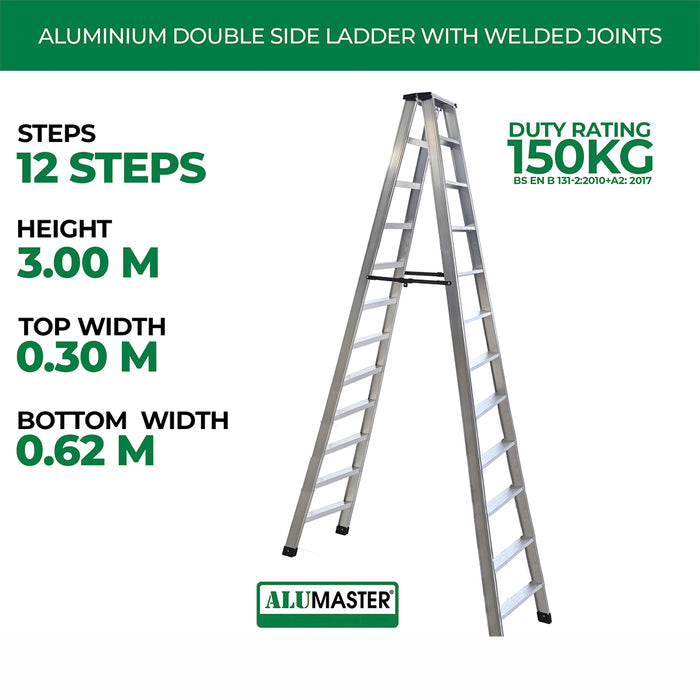 ✨READY STOCK✨Alumaster Heavy Duty Aluminium Welded Ladder (12 Steps Double Side) AL-DWL70-12S ALUCLASS