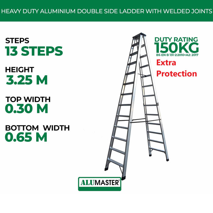 ✨READY STOCK✨Alumaster Heavy Duty Aluminium Welded Ladder (13 Steps Double Side) AL-DWL70-13S ALUCLASS