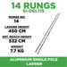 Aluminium Single Pole Ladder SI-DEL115 ALUCLASS - ALUCLASS MY