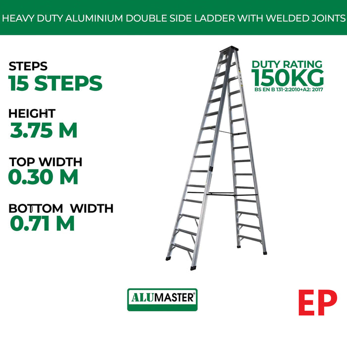 ✨READY STOCK✨Alumaster Heavy Duty Aluminium Welded Ladder (15 Steps Double Side) AL-DWL70-15S ALUCLASS