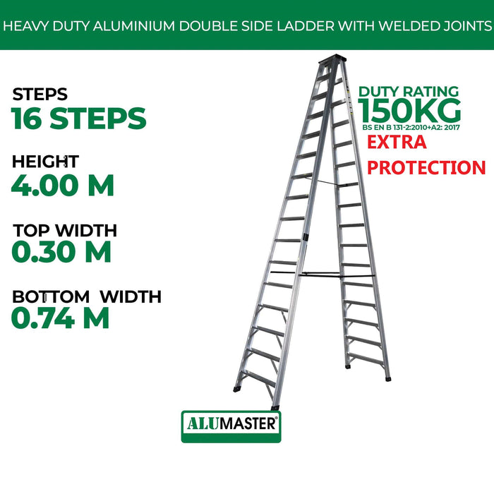✨READY STOCK✨Alumaster Heavy Duty Aluminium Welded Ladder (16 Steps Double Side) AL-DWL70-16S ALUCLASS