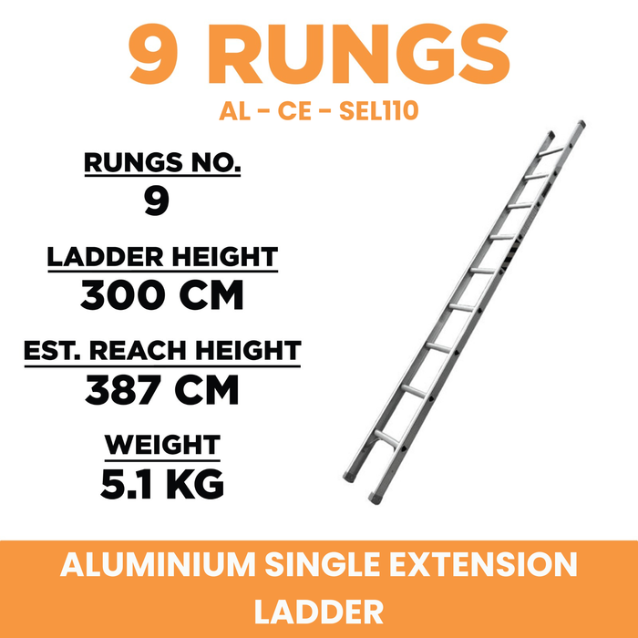 ✨READY STOCK✨Aluclass Single Extension Ladder (10 Steps) AL-CE-SEL110 ALUCLASS