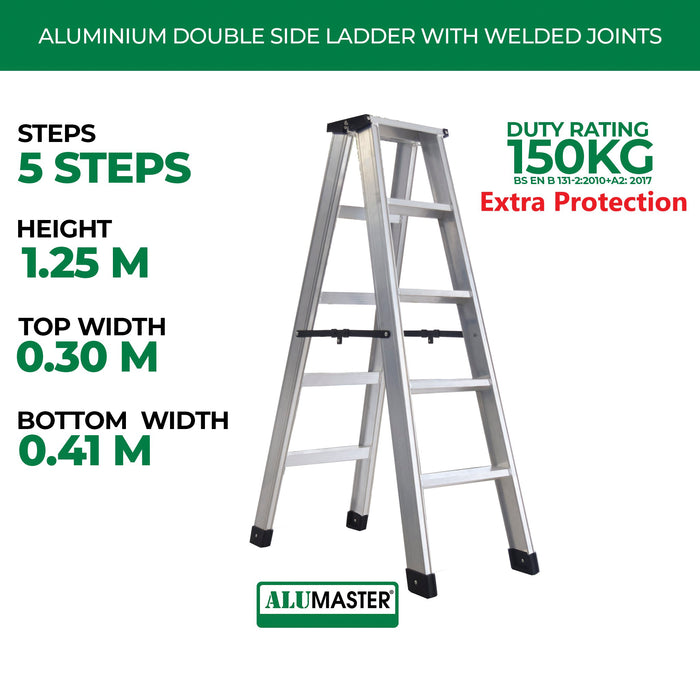 ✨READY STOCK✨Alumaster Heavy Duty Aluminium Welded Ladder (5 Steps Double Side) AL-DWL70-5S ALUCLASS