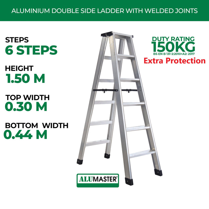 ✨READY STOCK✨Alumaster Heavy Duty Aluminium Welded Ladder (6 Steps Double Side) AL-DWL70-6S ALUCLASS