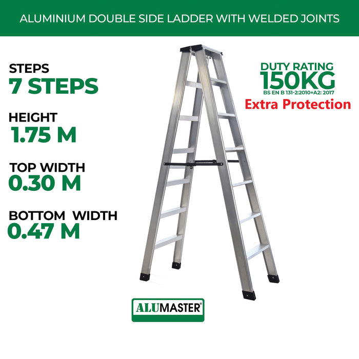 ✨READY STOCK✨Alumaster Heavy Duty Aluminium Welded Ladder (7 Steps Double Side) AL-DWL70-7S ALUCLASS