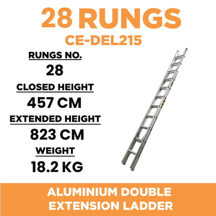 ✨READY STOCK✨Aluclass Double Extension Ladder (15 Steps) AL-CE-DEL215 ALUCLASS