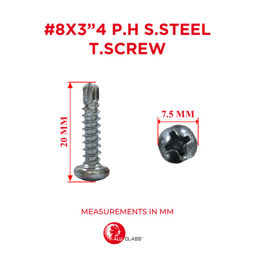 Philips Head Stainless Steel Screw Aluclass 8x3_4 P.H S.Steel T.Screw - ALUCLASS MY