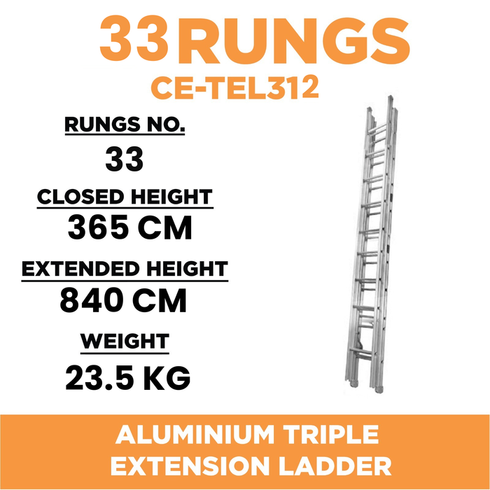 ✨READY STOCK✨Aluclass Triple Extension Ladder (12 Steps) AL-CE-TEL312 ALUCLASS