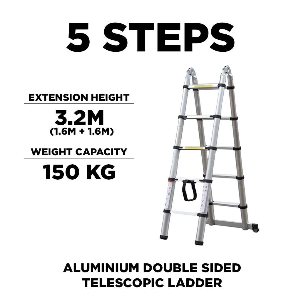 Aluminium Telescopic Foldable Double Side Ladder Multipurpose Extendab ...