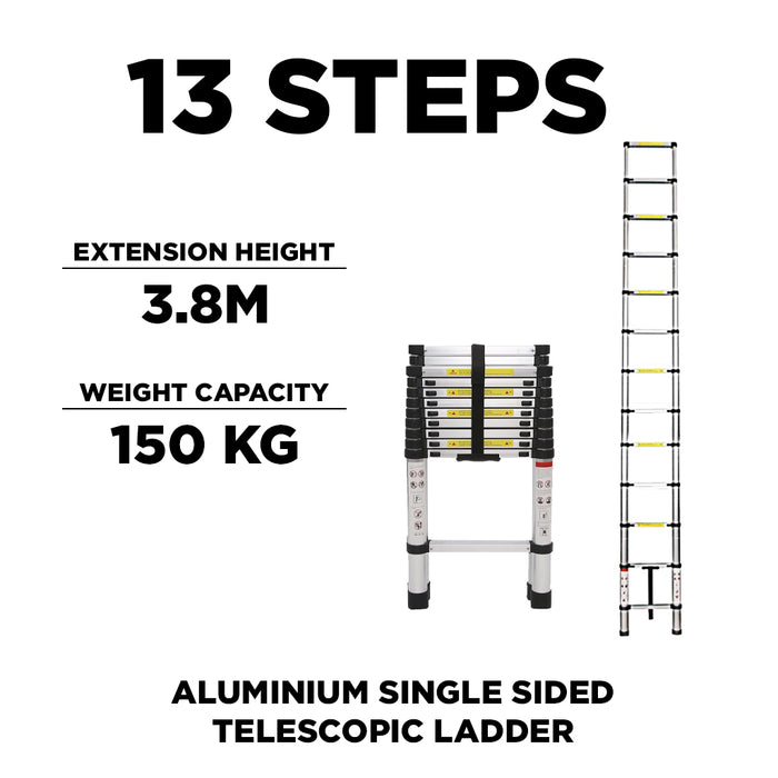Aluminium Telescopic Ladder Heavy Duty Foldable Ladder Single Folding Extendable Pole Ladder AL-SINGLE-SIDED EXT(3.8M)