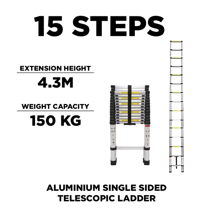 Aluminium Telescopic Ladder Heavy Duty Foldable Ladder Single Folding Extendable Pole Ladder AL-SINGLE-SIDED EXT(4.3M)