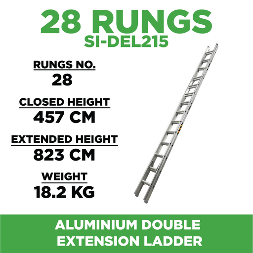 Aluminium Double Extension Ladder SI-DEL215 ALUCLASS - ALUCLASS MY