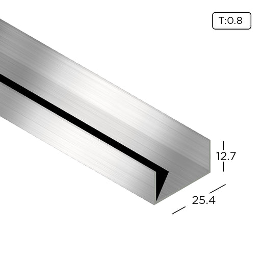 0.5" x 1" Aluminium Extrusion U-Channel Frame Profile Thickness 0.80mm CH0408 ALUCLASS - ALUCLASS MY