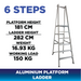 Aluminium Heavy Duty 6 Steps Platform Ladder ALUCLASS - ALUCLASS MY