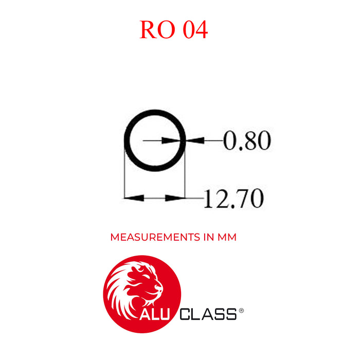 Aluminium Extrusion Round Tube Profile Diameter 12.7mm Thickness 0.80mm RO04 ALUCLASS