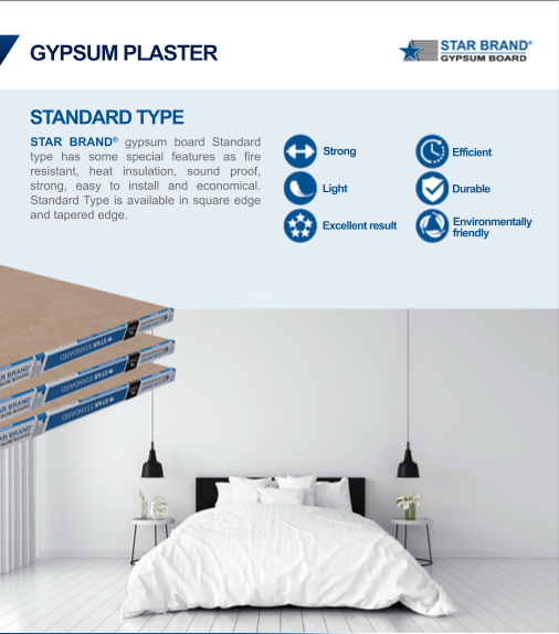 Star Brand Gypsum Board AA-GB-STD(4X8X9MM) AA-GB-STD(4X8X12MM) ALUCLASS