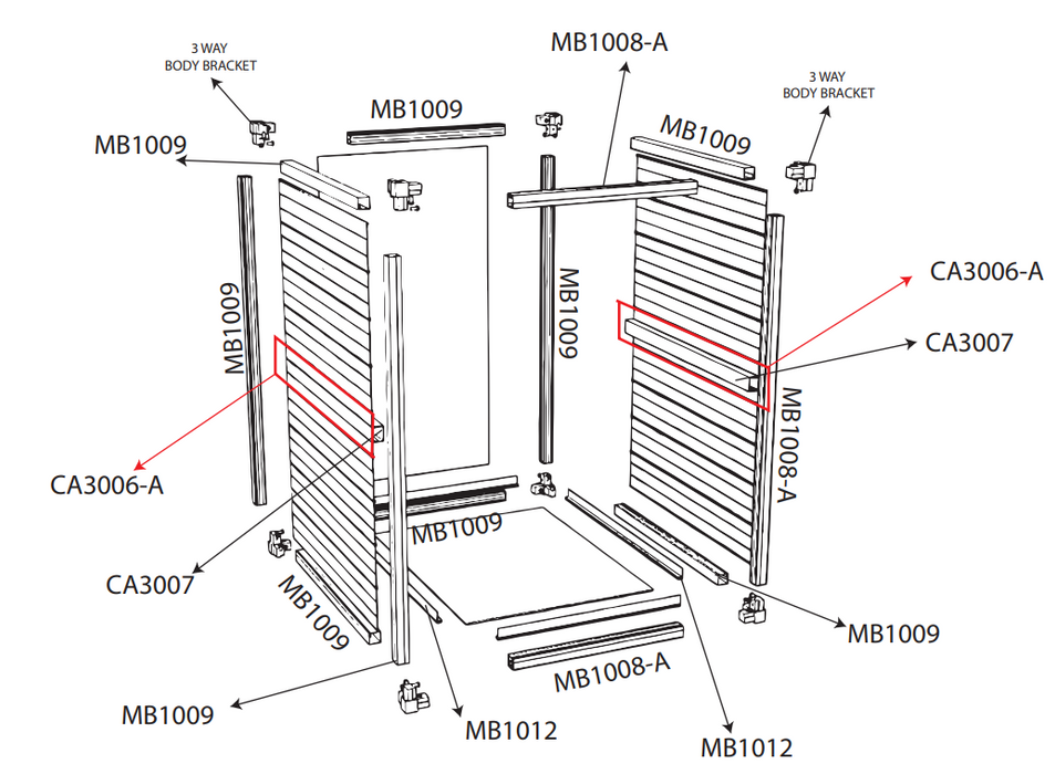 Aluminium Eco Cabinet Profile Thickness 0.90mm MB1008-A ALUCLASS