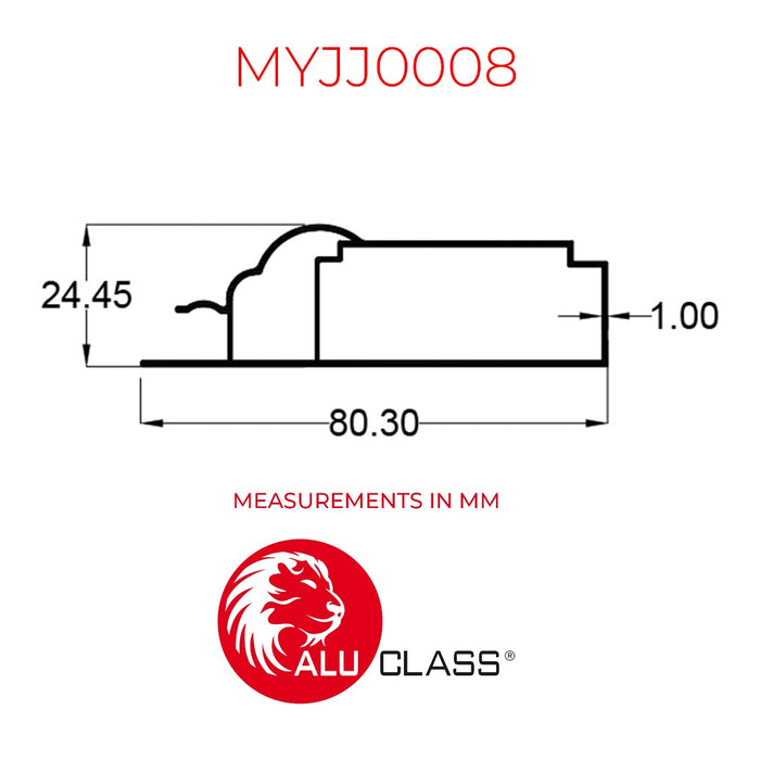 Aluminium Extrusion Kitchen Cabinet/ Wardrobe MYE Classic Frame Profile Thickness 1.00mm MYJJ0008 ALUCLASS (Euro Classic 5G Door)
