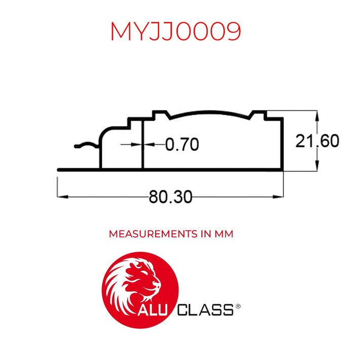 Aluminium Extrusion Kitchen Cabinet/ Wardrobe MYE Classic Frame Profile Thickness 0.70mm MYJJ0009 ALUCLASS (Euro Classic 5G Door)