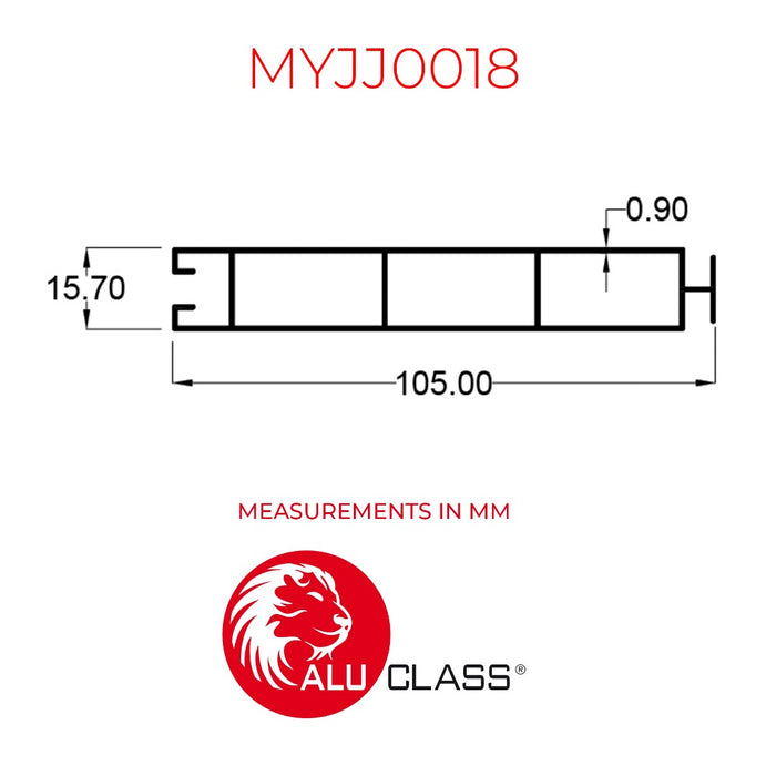 Aluminium Extrusion Kitchen Cabinet/ Wardrobe MYE Classic Base Panel Profile Thickness 0.090mm MYJJ0018 ALUCLASS (Euro Classic 5G Door)