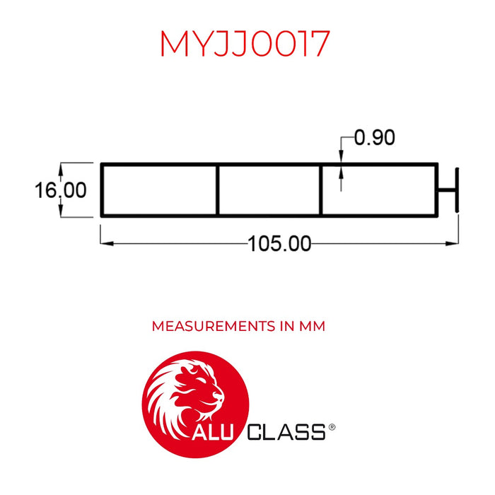 Aluminium Extrusion Kitchen Cabinet/ Wardrobe MYE Classic Base Panel Profile Thickness 0.90mm MYJJ0017 ALUCLASS (Euro Classic 5G Door)