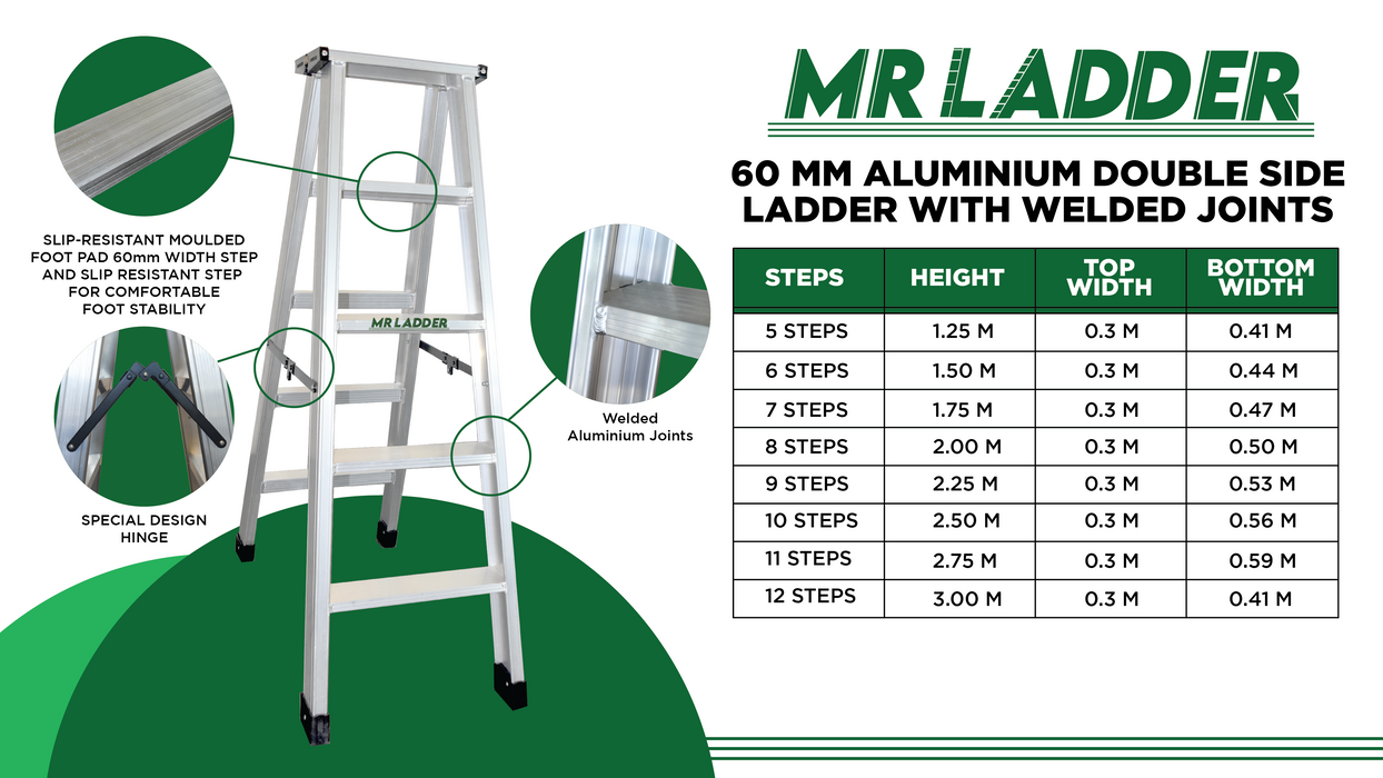 🔥NEW LAUNCH🔥Mr Ladder Home Use Aluminium Double Side Welded Ladder (8 ...