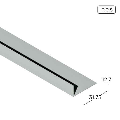 0.5" x 1.25" Aluminium Extrusion Unequal Angle Profile Thickness 0.80mm AN0410 ALUCLASS - ALUCLASS MY