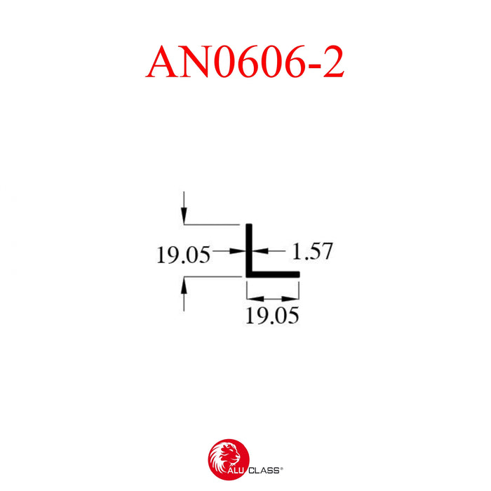 ³/₄" x ³/₄" Aluminium Extrusion Equal Angle Profile Thickness 1.57mm AN0606-2 ALUCLASS - ALUCLASS MY