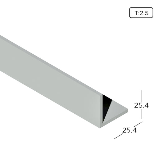 1" x 1" Aluminium Extrusion Equal Angle Profile Thickness 2.50mm AN0808-4 ALUCLASS - ALUCLASS MY