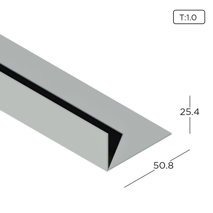 1" x 2" Aluminium Extrusion Unequal Angle Thickness 1.00mm AN0816 ALUCLASS - ALUCLASS MY
