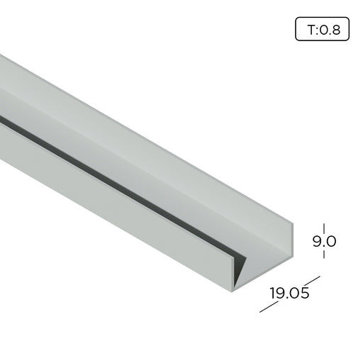 Aluminium Extrusion U-Channel Profile Thickness 0.80mm CH0306 ALUCLASS - ALUCLASS MY