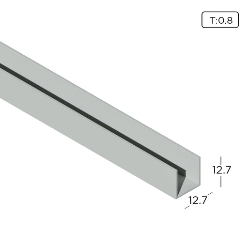 0.5" x 0.5" Aluminium Extrusion U-Channel Profile Thickness 0.80mm CH0404 ALUCLASS - ALUCLASS MY