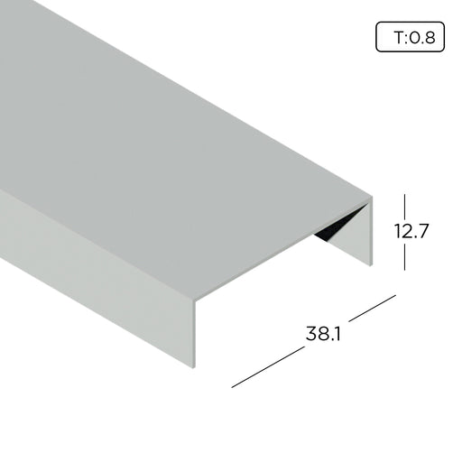 0.5" x 1.5" Aluminium Extrusion U-Channel Profile Thickness 0.80mm CH0412 ALUCLASS - ALUCLASS MY