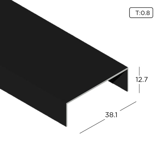 0.5" x 1.5" Aluminium Extrusion U-Channel Profile Thickness 0.80mm CH0412 ALUCLASS - ALUCLASS MY