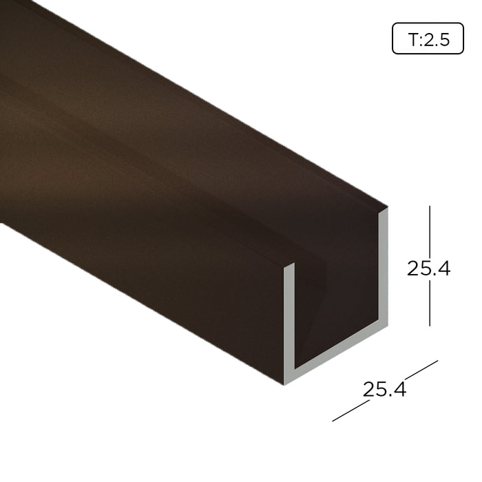 1" x 1" Aluminium Extrusion U-Channel Profile Thickness 2.50mm CH0808 ALUCLASS - ALUCLASS MY