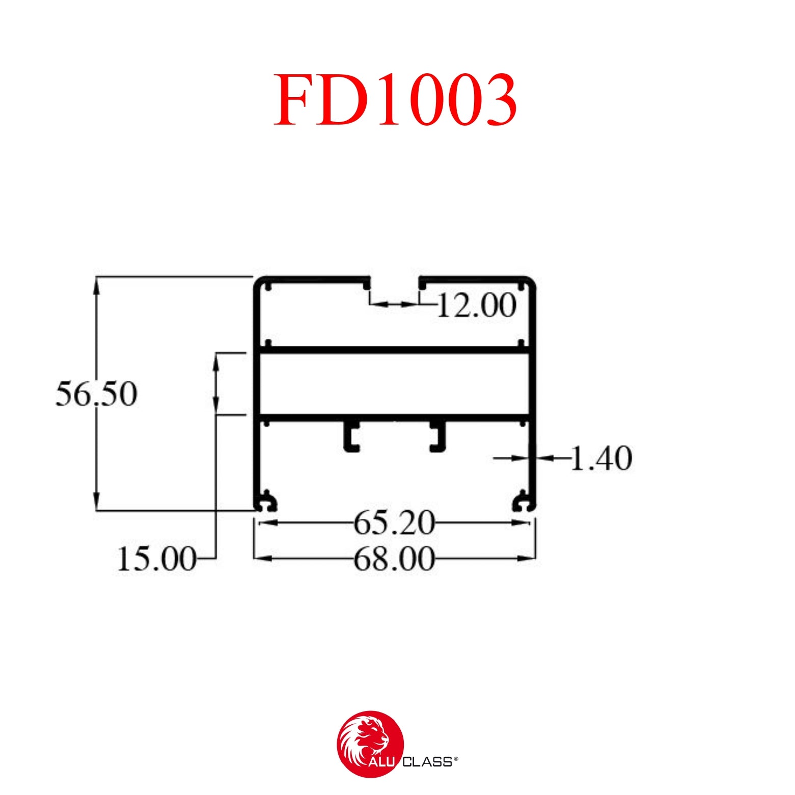 Aluminium Extrusion Folding Door Profile Thickness 1.40mm FD1003 ALUCL ...