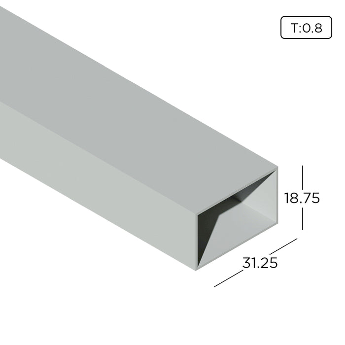 18.75mm x 31.25mm Aluminium Extrusion Rectangle Hollow Profile Thickness 0.80mm HB0610-1 Aluminium Extrusion Profiles ALUCLASS - ALUCLASS MY