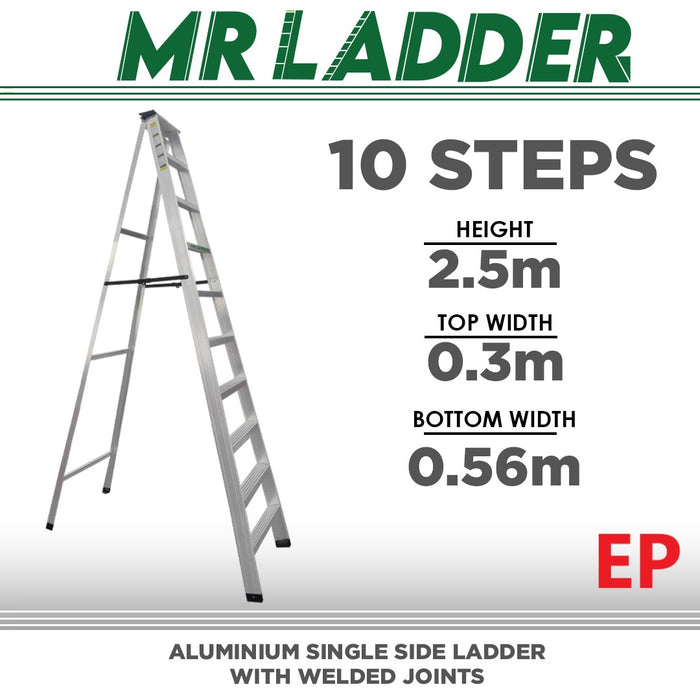 Mr Ladder Home Use Aluminium Single Side Welded Ladder (10 Steps) AL-SWL-10S ALUCLASS - ALUCLASS MY