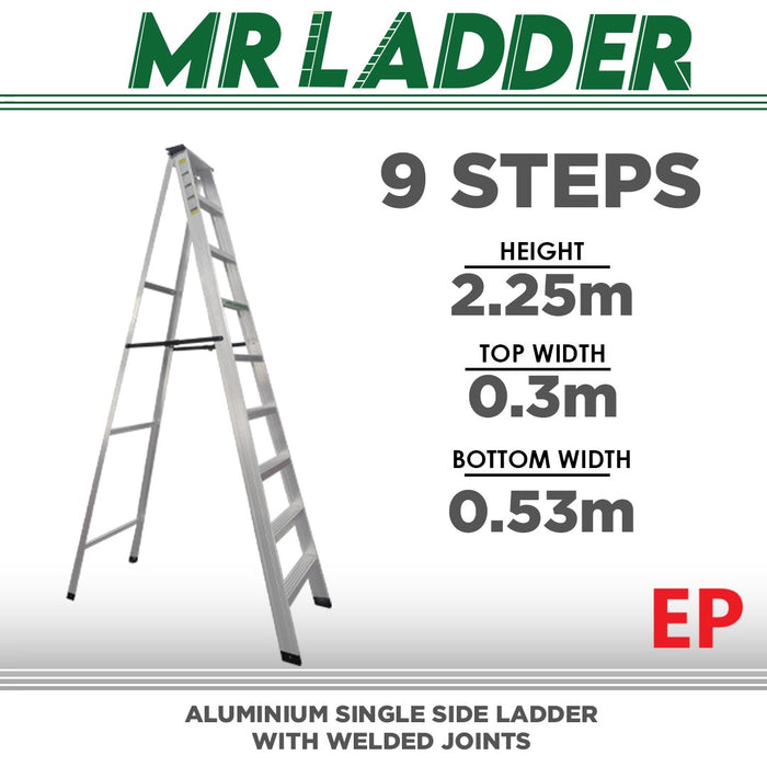 Mr Ladder Home Use Aluminium Single Side Welded Ladder (9 Steps) AL-SWL-9S ALUCLASS - ALUCLASS MY