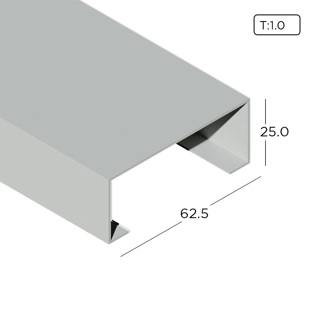 25mm x 62.50mm Aluminium Extrusion Open Back Frame Profile Thickness 1 ...