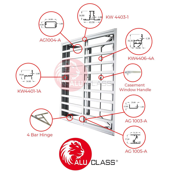 Aluminium Beading Profile KW4104 (Economy Casement Window) Aluminium Extrusion Profiles ALUCLASS - ALUCLASS MY