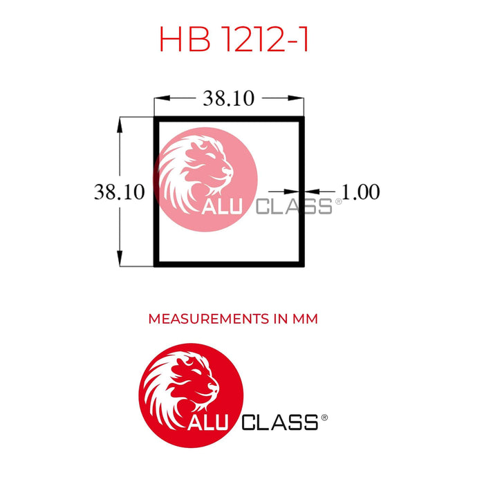 Aluminium Rectangle Hollow HB1212-1 Aluminium Extrusion Profiles ALUCLASS - ALUCLASS MY