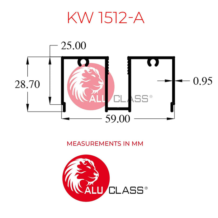 Aluminium Fixed Glass Adapter Profile 0.95mm KW1512-A (Economy Sliding Window)  Aluminium Extrusion Profiles ALUCLASS - ALUCLASS MY