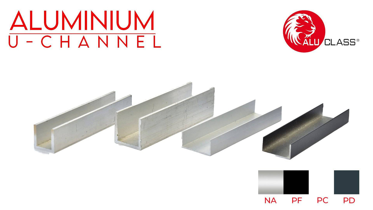 0.5 x 1.5 Aluminium Extrusion U Channel Frame Profile Thickness