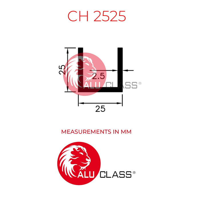 Aluminium U-Channel CH2525 Aluminium Extrusion Profiles ALUCLASS - ALUCLASS MY